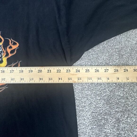 Harley Davidson Flame Sleeve Eagle Shirt Mens 2XL Regular Black Y2K Made in USA - Picture 3 of 7